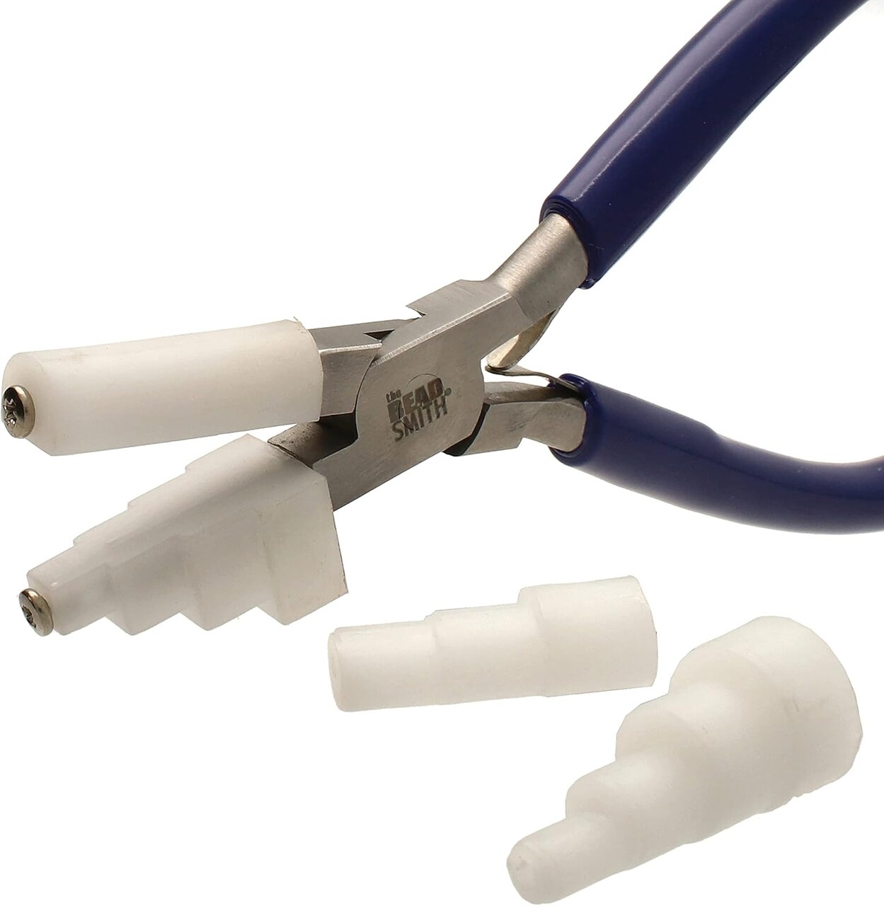 The Beadsmith Stepped Plied with Interchangeable Nylon Jaws – Comfort Grip Handle with Double Leaf Springs – Jewelry Making Tool for Bending & Shaping Wire